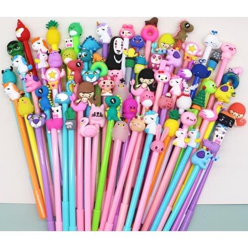 30pcs cartoon neutral pen signature pen cute creative girl heart black pen student stationery promotional gifts