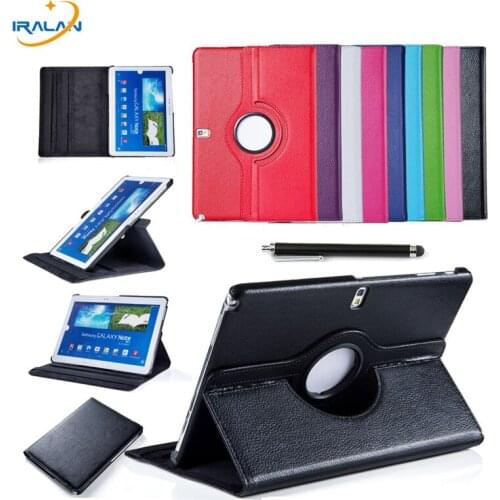 360 Rotating PU Leather Stand Case For Samsung Galaxy Tab 4 10.1 T530 T531 T535 Tablet Cover for Samsung Tab4+screen film+stylus