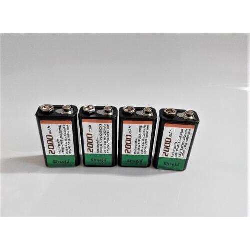 SHSEJA 4pcs/lot 2000mAh 9V rechargeable battery 9 volt Ni-MH battery for Microphone