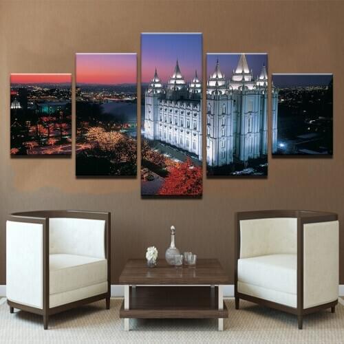5 Pieces Salt Lake City Temple Square Canvas HD Prints Poster Home Decor Paintings For Living Room Wall Art Pictures