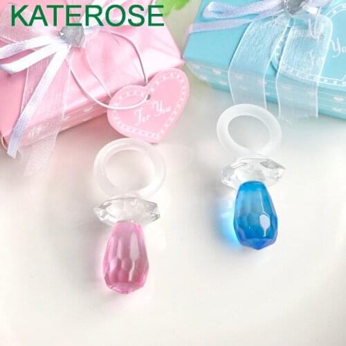50PCS Crystal Pacifier in Gift Box 3 Colors Available Good For Baby Christening Gift Event Party Giveaways to Guest