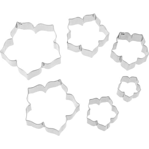 6pcs/set Stainless Steel Fondant Cake Mold Petunia flower Cookie Cutter Biscuit Chocolate Cake Decorating Tools