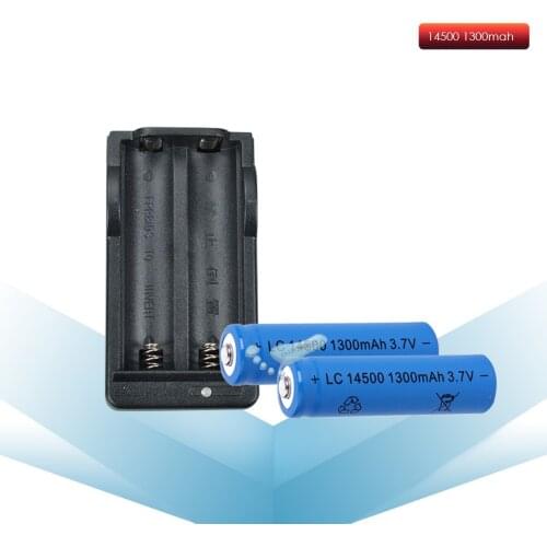 High Capacitance 14500 Battery 3.7V 1300mAh Rechargeable Battery for Led Flashlight With 14500 Battery Charger