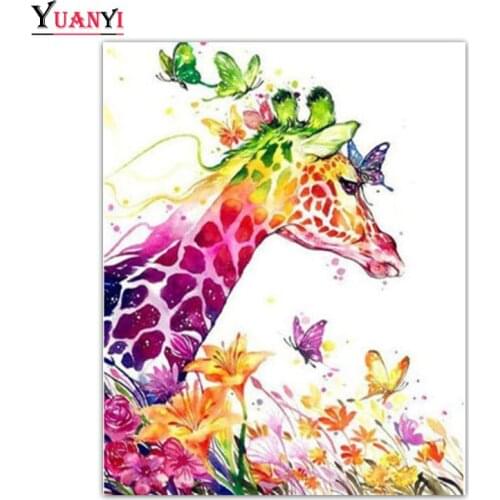 5D DIY Diamond painting Animal giraffe, butterfly Cross stitch Full Square Diamond embroidery Full Round Diamond mosaic flower