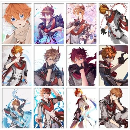 5D DIY Diamond Painting COOL Game Genshin Impact Tartaglia Cosplay Poster Diamond Mosaic Embroidery Cross Stitch Kits Home Decor