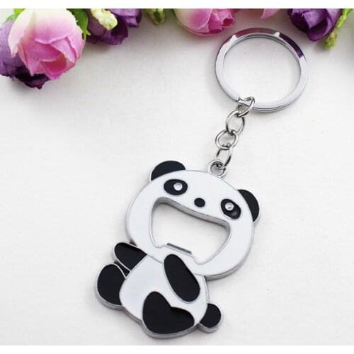 Keychain New Fashion Panda Key Mini Metal Animal Shape Beer Bottle Opener Black And White Car Turbo Key Chain Wholesale Bag