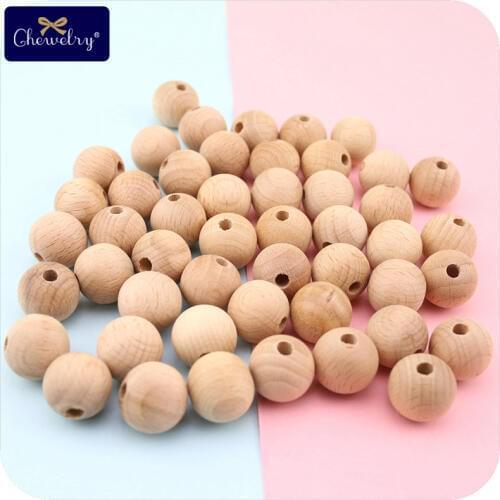 Baby Wooden Beads 8-20mm Diy Pacifier Clip Chain Bpa Free Beech Bead Teething Baby Teether Nursing Necklace ChildrenS Goods Toy