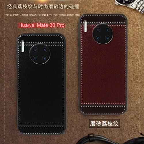 Cover for Huawei Mate 30 Pro 5G Case 6.53 inch Soft Black silicone Classic litchi stripes Funda for Huawei Mate 30 Pro Cases