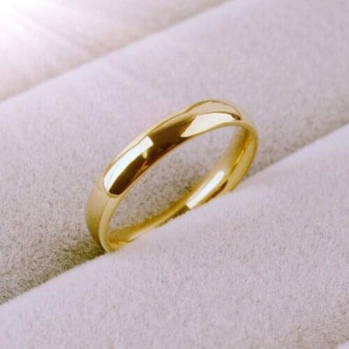 Smooth Stainless Steel Couple Rings Gold Simple 4MM Women Men Lovers Wedding Jewelry Engagement Gifts