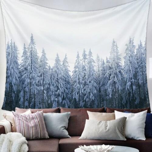Pine Forest Snowflakes Tapestry Wall Hanging Living Room Decor Wall Hanging Tapestry Yoga Mat Home Decor Art
