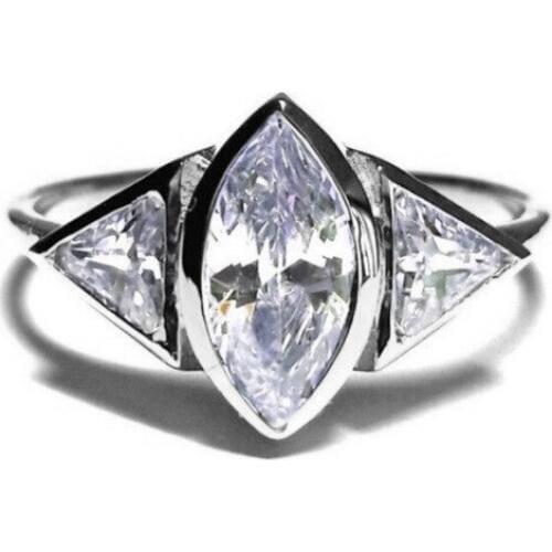 Hainon Luxury 2019 Hot Silver Color Rings For Women Simple Wedding Engagement Oval Clear AAA Cubic Zircon Finger Jewelry Rings