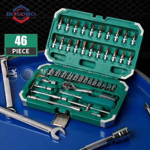 HOSONO Car Repair Tool Ratchet Torque Wrench Spanner Screwdriver Socket Set Combo Tools Kit Bicycle Auto Repairing Tool Mechanic