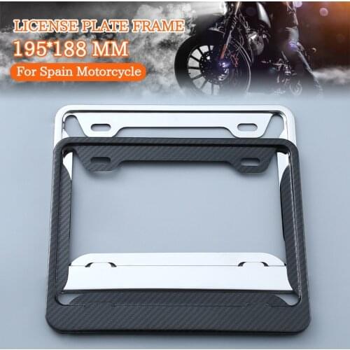 Carbon Fibe Car License Plate Holder Frame For Spain Motorcycle License Number Plate Stainless Steel 195*188 MM