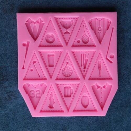 Creative Flags Football Games Flip Candy Cake Mold Food Silicone Baking Cookies Chocolate DIY Tool A507