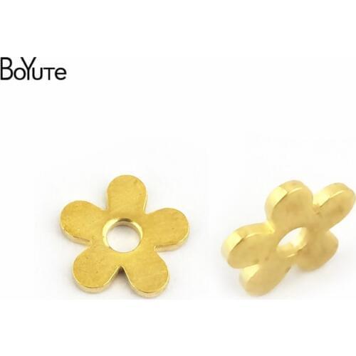 BoYuTe (100 Pieces/Lot) 8MM Brass Metal Beads Diy Hand Made Flower Spacer Beads Jewelry Making