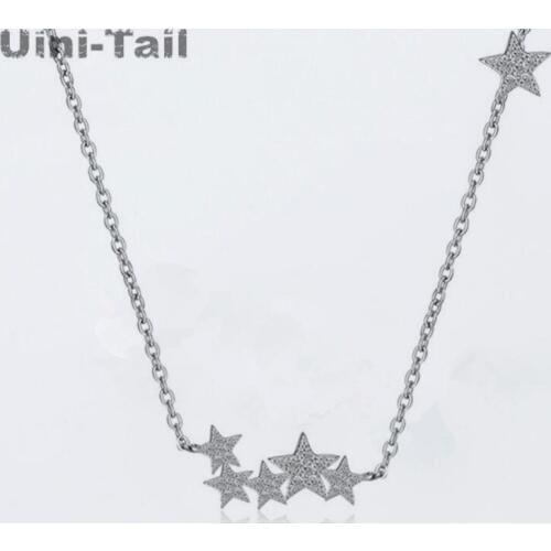 Uini-Tail hot new 925 sterling silver Korean micro-set piece five-pointed star necklace fashion tide flow high quality jewelry