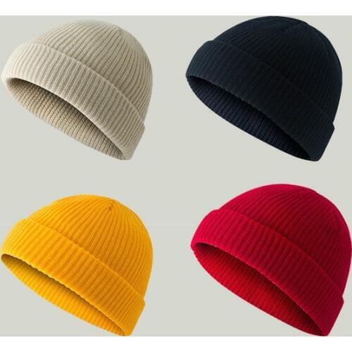LINJW 2020 New Brimless Hats Unisex Hip Hop Beanie Winter Hats for Men Women Solid Color Knitted Hat Casual Portable Melon Cap