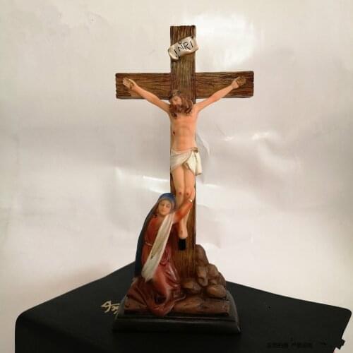 Madonna Sacred Jesus Christ Crucified Statue Resin Crafts Ornaments Holiday Gift Christmas Decoration Catholic Sacred Objects