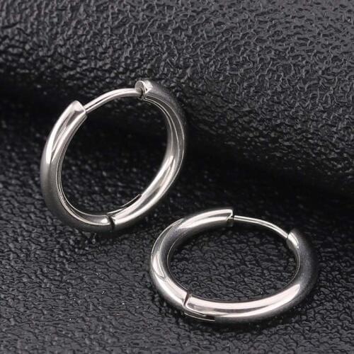 6pcs Stainless Steel Small Huggie Hoop Earrings for Men Women Set Blue Black Gold 8mm-20mm