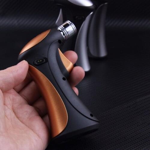 Metal Spray Gun Inflatable Windproof Gas Lighter Fixed Lock Outdoor Kitchen Fire Point Cigar Butane Torch Lighter 1300 C Gift
