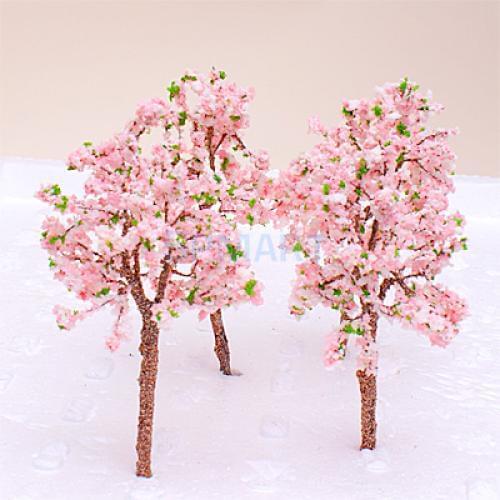 Model Tree Train Pink Flowers Set Scenery Landscape OO HO - 10PCS
