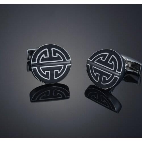 Fashion French Round Shape Metal Alloy Cufflinks Black Cuff Buttons For Party Suit Shirt Mens Jewelry Cuff Link Wedding Gift