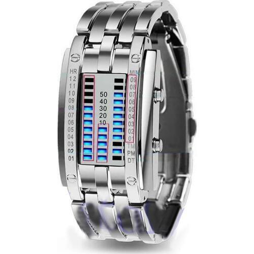 Men Women Creative Stainless Steel LED Date Bracelet Watch Binary Wristwatch Electronics Fashion Casual dropshipping