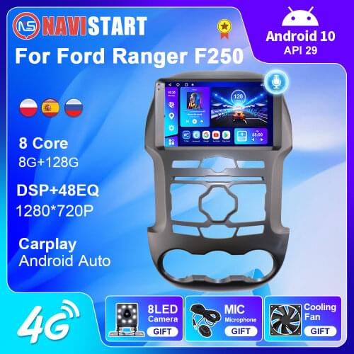 2Din Android 10 For Ford Ranger F250 2011-2015 4G WIFI BT Carplay Android Auto Car Radio Multimedia GPS Navigation No DVD Player