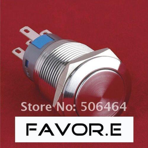 * Stainless steel 19mm IP67 5A/250VAC 2NO 2NC Momentary metal Push Button Switch Flat round