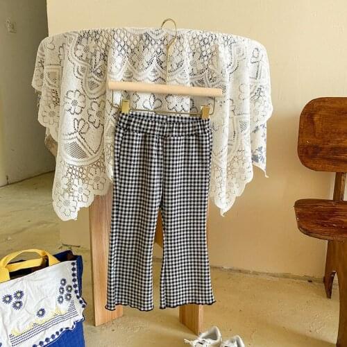 2021 new style girls boys plaid pants autumn fashion kids long pants 2-7 years