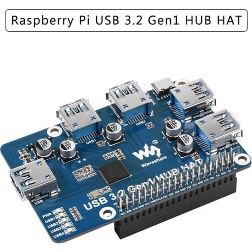 Raspberry Pi USB USB 3.2 Gen1 HUB HAT GPIO Expansion Board With 4x USB 3.2 Gen1 Ports for Raspberry Pi 4 Model B