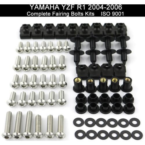 Fit For Yamaha YZFR1 YZF-R1 YZF R1 2004 2005 2006 Full Fairing Bolts Kit Fairing Clips Nuts Bodywork Screws Stainless Steel
