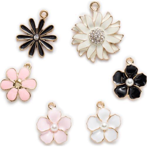1 Piece Zinc alloy Enamel Flower Charms Pendants Decoration Jewelry Making Fit Necklace Bracelet Earrings For Women DIY 20-29mm