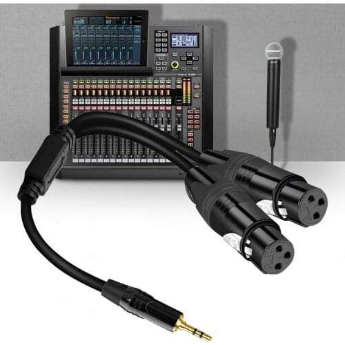 PVC Practical 1-sub-2 XLR Cable 3.5mm Jack Male to Dual XLR female Splitter Patch Cable for Media Players