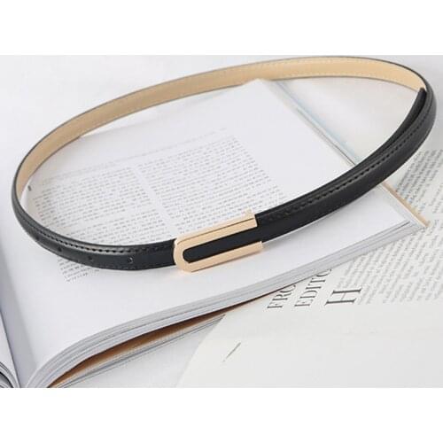 New Fashion Leather Thin Belt For Women Metal Buckle Waist Strap Designer Female All-match Jeans Dress Decoration Waistband