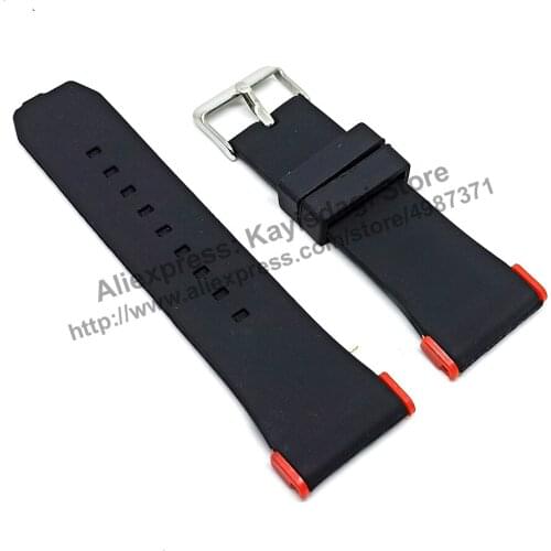 28mm Black Soft Silicone Watch Band / Strap Compatible for Puma Ultrasize PU102941003 PU103981006