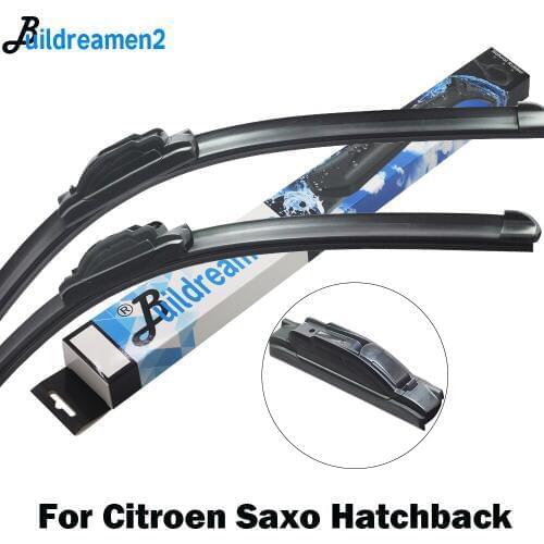 Buildreamen2 Car Accessories Wiper Blade Windscreen Rubber Wiper Fit Hook Arms For Citroen Saxo Hatchback 1996-2004