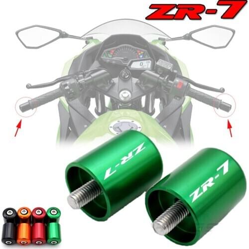 With (ZR-7) LOGO for KAWASAKI ZR-7 ZR 750 CNC handlebar bar ends cap sliding
