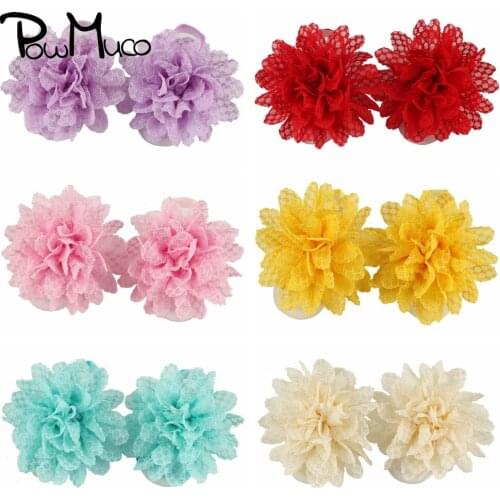 Powmuco Toddler Solid Color Mesh Floral Barefoot Sandal Infant Elastic Band with Foot Flowers Fashion Baby Accessory Photo Props