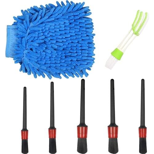 7-piece car dust remover brush, car beauty brush set, fiber car cleaning brush, car ventilation brush, mini sprint dust remover