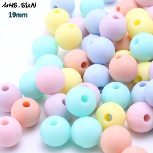 MHS.SUN Food Grade Teething Silicone Beads 19mm Candy Color Silicone Round Bead For Nursing Baby Jewelry/Toy DIY Hand Making