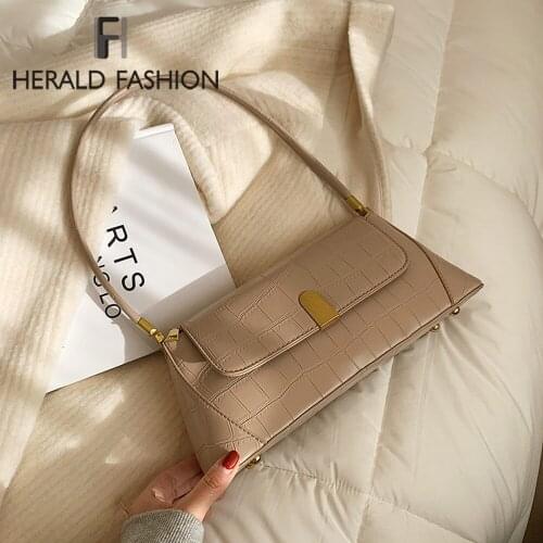 Womens Shoulder Crossbody Bags Crocodile Fashion Small Armpit Bags Leather Handbags and Purses Ladies Soild Flap Messenger Bags