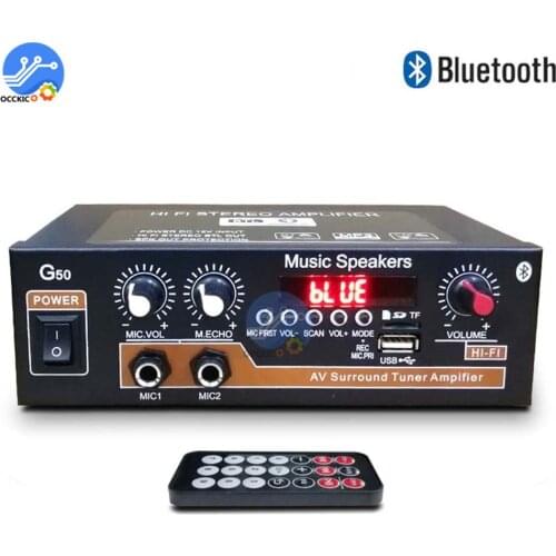 G50 800W Bluetooth 5.0 Amplifier TF Card FM U Disk USB 12V 110V 220V Home Theater Power Amplifier Car Audio Subwoofer HIFI AMP