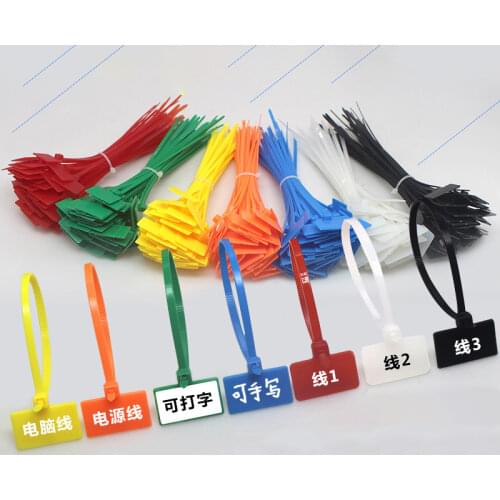 100 Label Nylon Cable Ties, Label Binding Fixing Tape, 4x150 Color Plastic Ring Self-locking Zipper Cable Ties Mixed Packagin