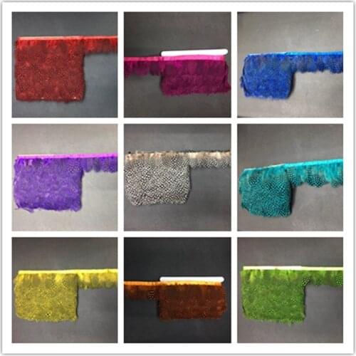 10 meter High quality Guinea fowl feathers Trims Fringe diy feathers for crafts Satin Ribbon Sewing Costumes Decorative Plumes