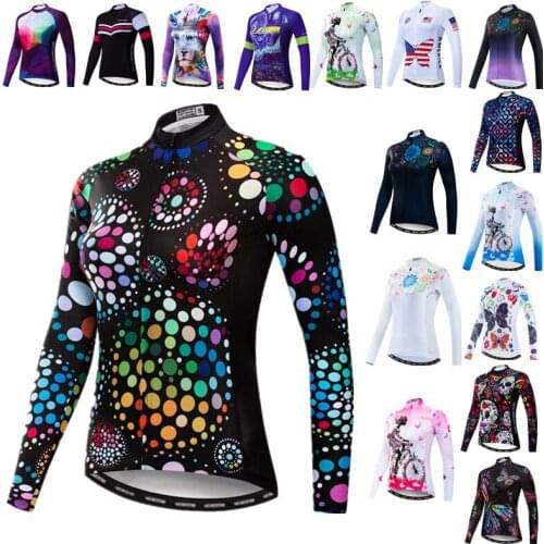Cycling Jersey Womens Long Sleeve Bicycle Clothing Autumn Bike Jersey Shirt Anti-UV Cycling Jacket MTB Bike Clothes