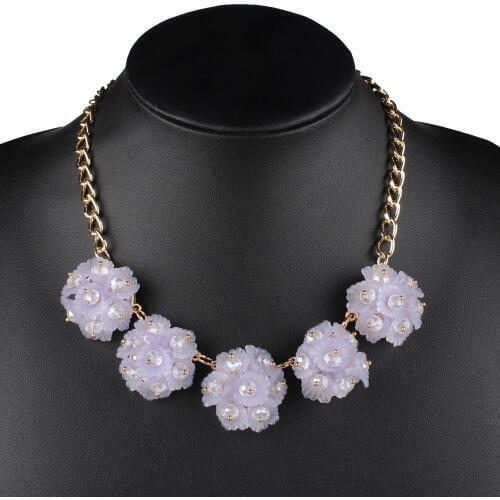 Claire Jin Sweet Handmade Small Five Flowers Necklace Crystal Fashion Short Choker Party Spring Summer Beach Women Jewelry