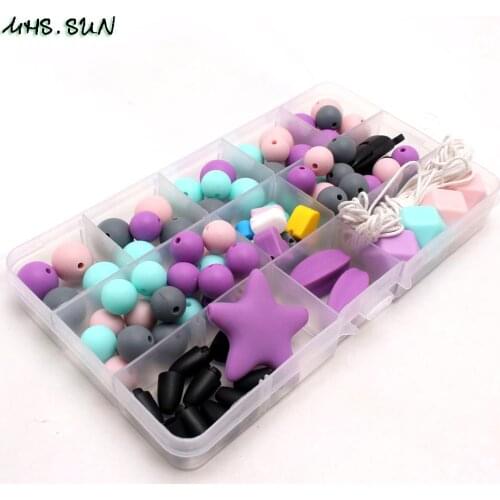 MHS.SUN Colorful Silicone DIY Beads Set Teething Infants Chewable Nursing Necklace Chain Beads Kits For DIY Handmade Jewelry