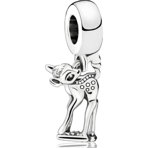 1Pcs New Cute Deer Pendant DIY Beads Suitable for Original Pandora Charm Bracelet Ladies Jewelry Making Gifts