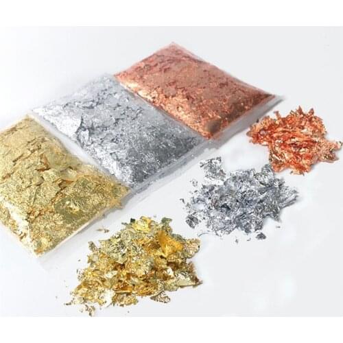2g Gold Sliver Copper Imitation Foil Sequins Flash Craft Leaf Flake Sheets Bulk Foil Paper For Gilding DIY Nail Art Decoration
